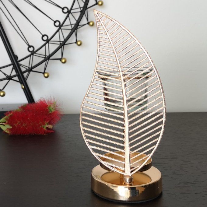 Brûle parfum Palme verre/doré