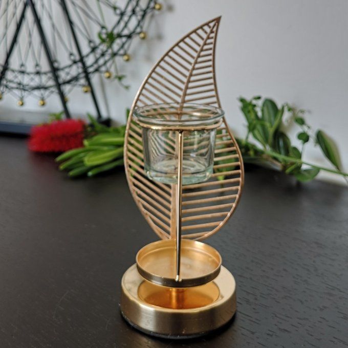 Brûle parfum Palme verre/doré